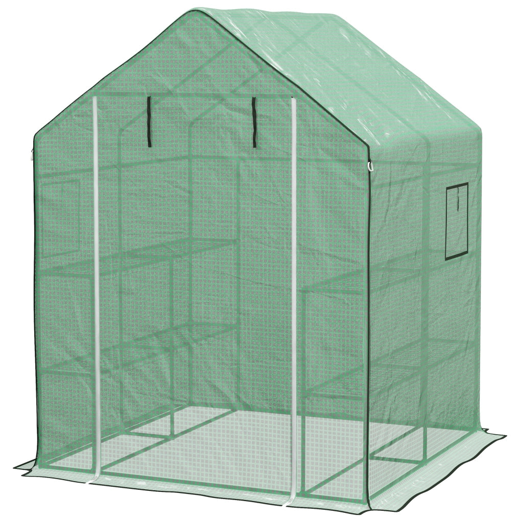 Serra da giardino con porta, finestre e ripiani 3 livelli ¨C zephmum ¨C 140x143x190 cm