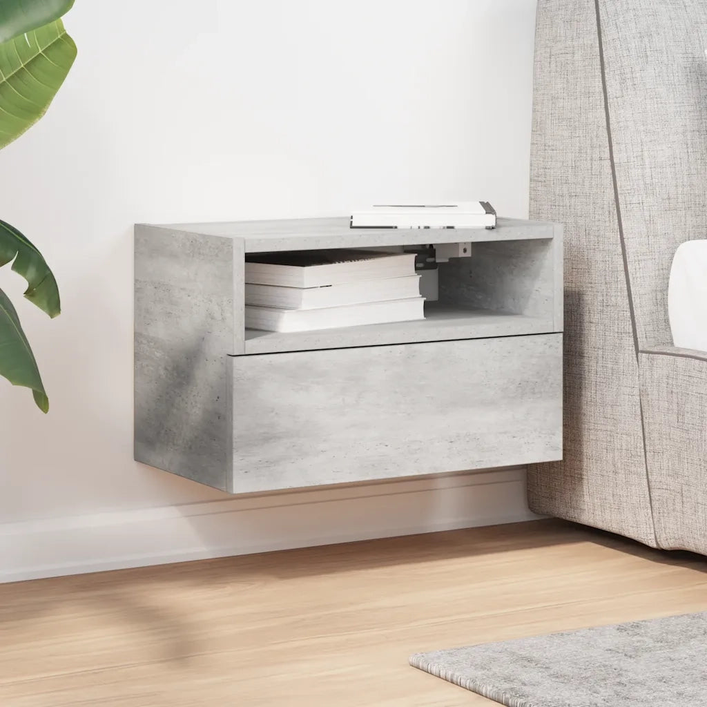 Comodino a Muro Grigio Cemento 45x26x28,5 cm 858602