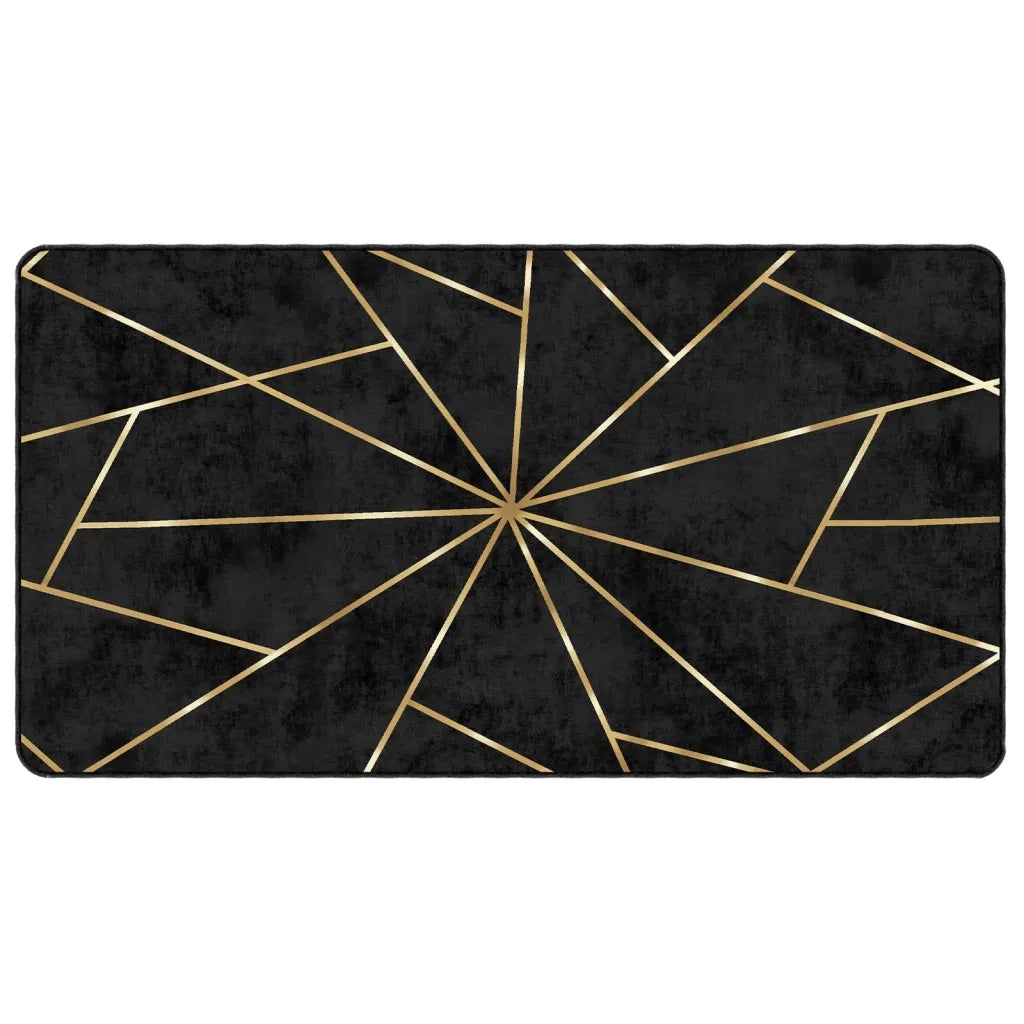 vidaXL Tappeto Lavabile Nero e Oro 80x150 cm Antiscivolo