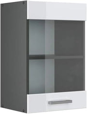 Mobile da cucina in vetro R-Line, Bianco lucido, 40 cm, per la libera combinazione all'interno di sistemi cucina modulari