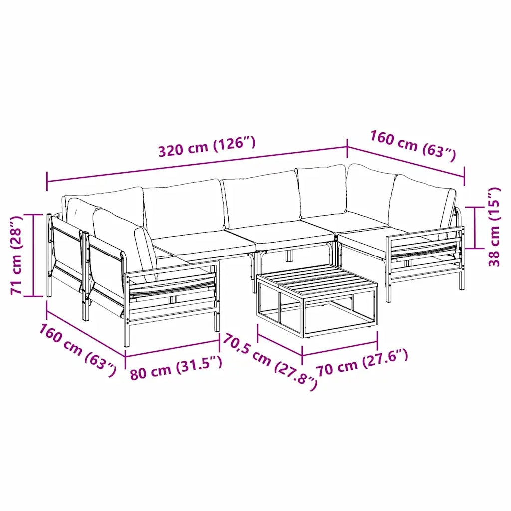 vidaXL Set Divano da Giardino 7 pcs Antracite Acciaio