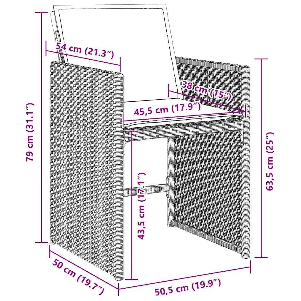 Set da Pranzo per Giardino 5 pcs Grigio chiaro polyrattan 3380707