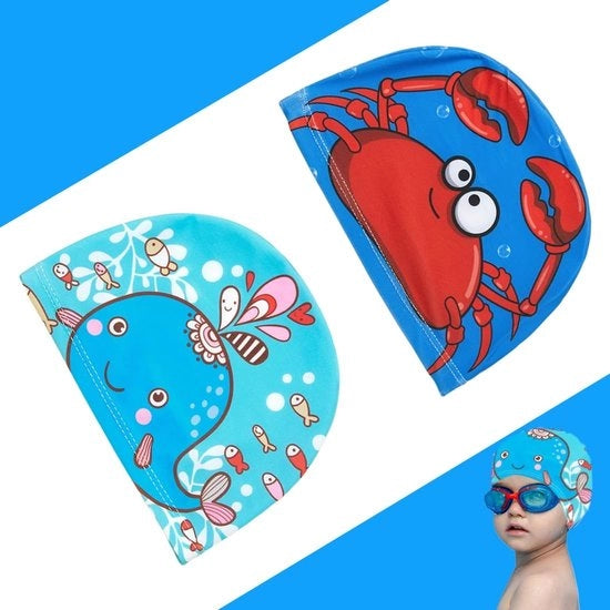 Costumi da bagno unisex per bambini - 2 pezzi - Disegno a cartone - Costumi da bagno per bambini - Costumi da bagno per ragazzi e ragazze - Materiale elastico poliestere - Cappuccio da bagno