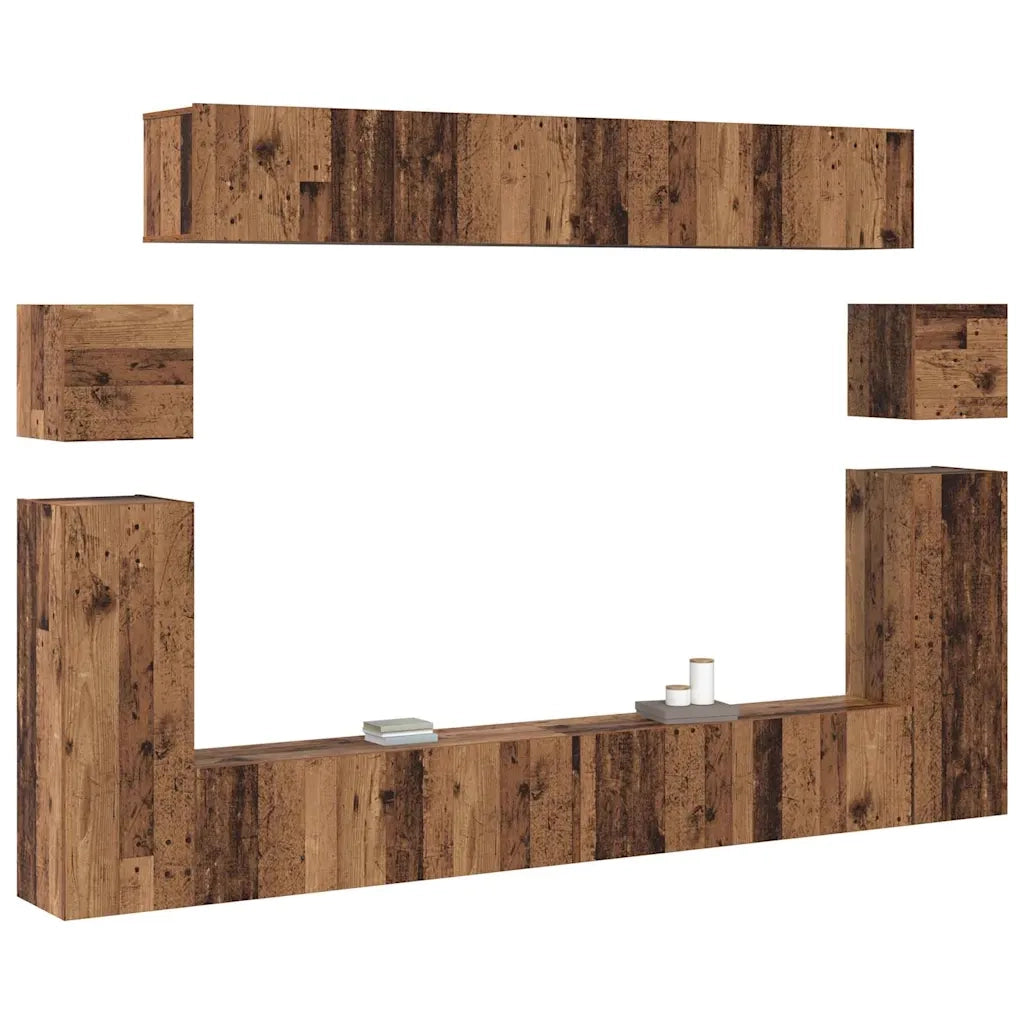 vidaXL Set mobile TV 8 pcs Legno vecchio Media 30.5 x 30 x 30 cm