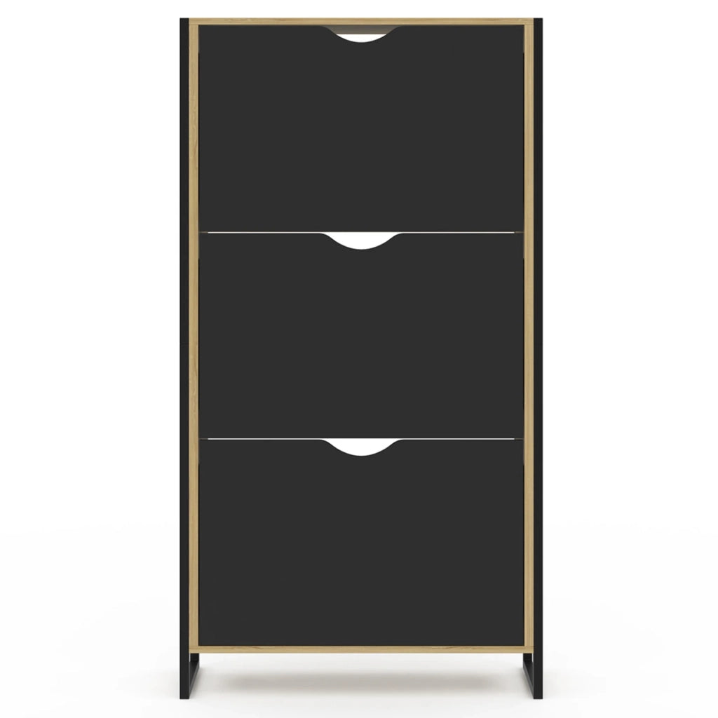 IDMarket - Mueble zapatero de diseño industrial de 3 puertas BOSTON