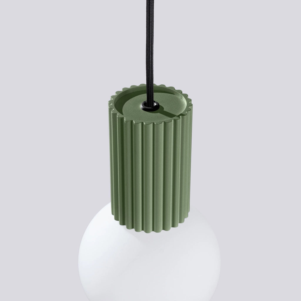 Lampada a sospensione SFERA vetro oliva sfera bianca G9