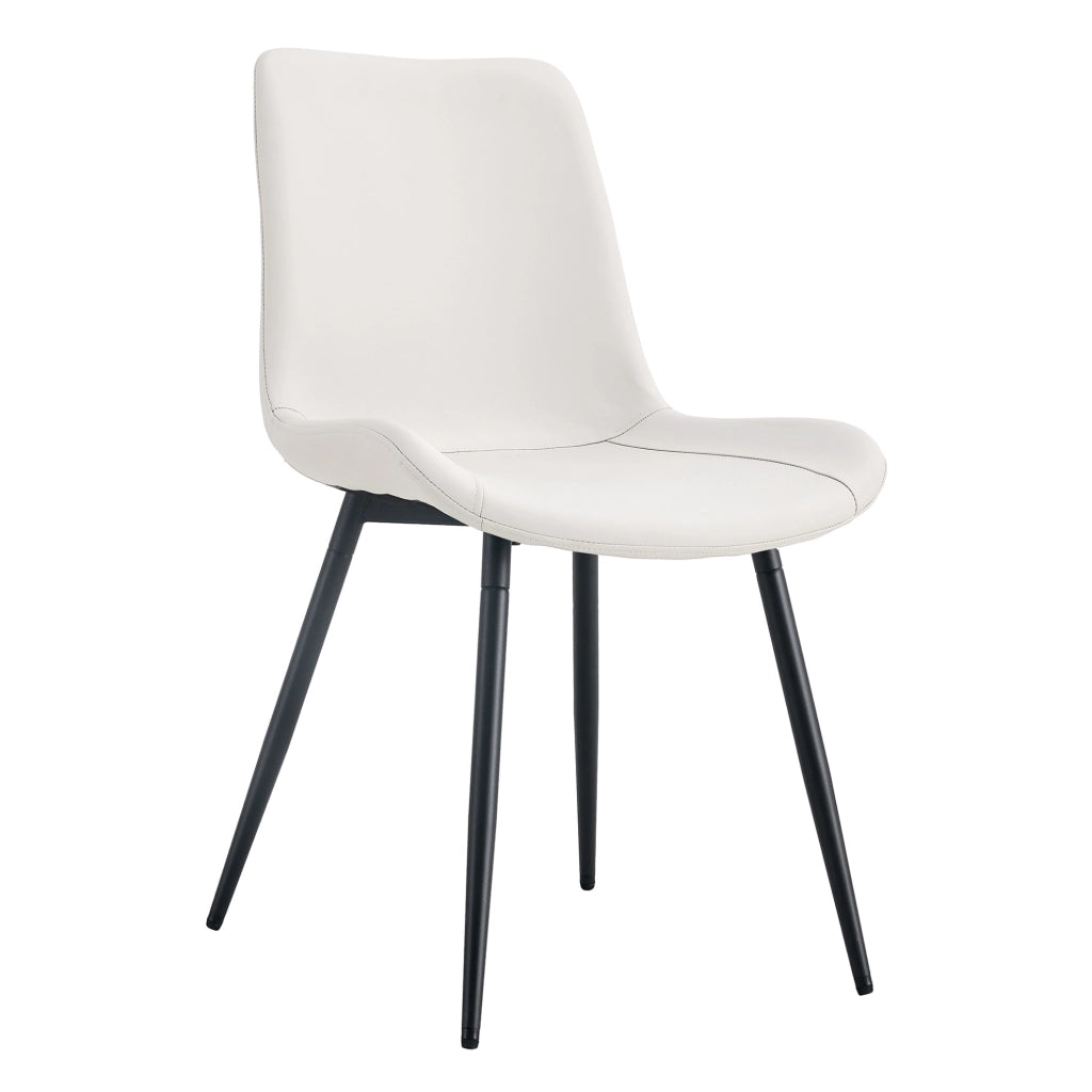 Set di 4 sedie da pranzo in similpelle bianca con struttura in metallo nero; design ergonomico