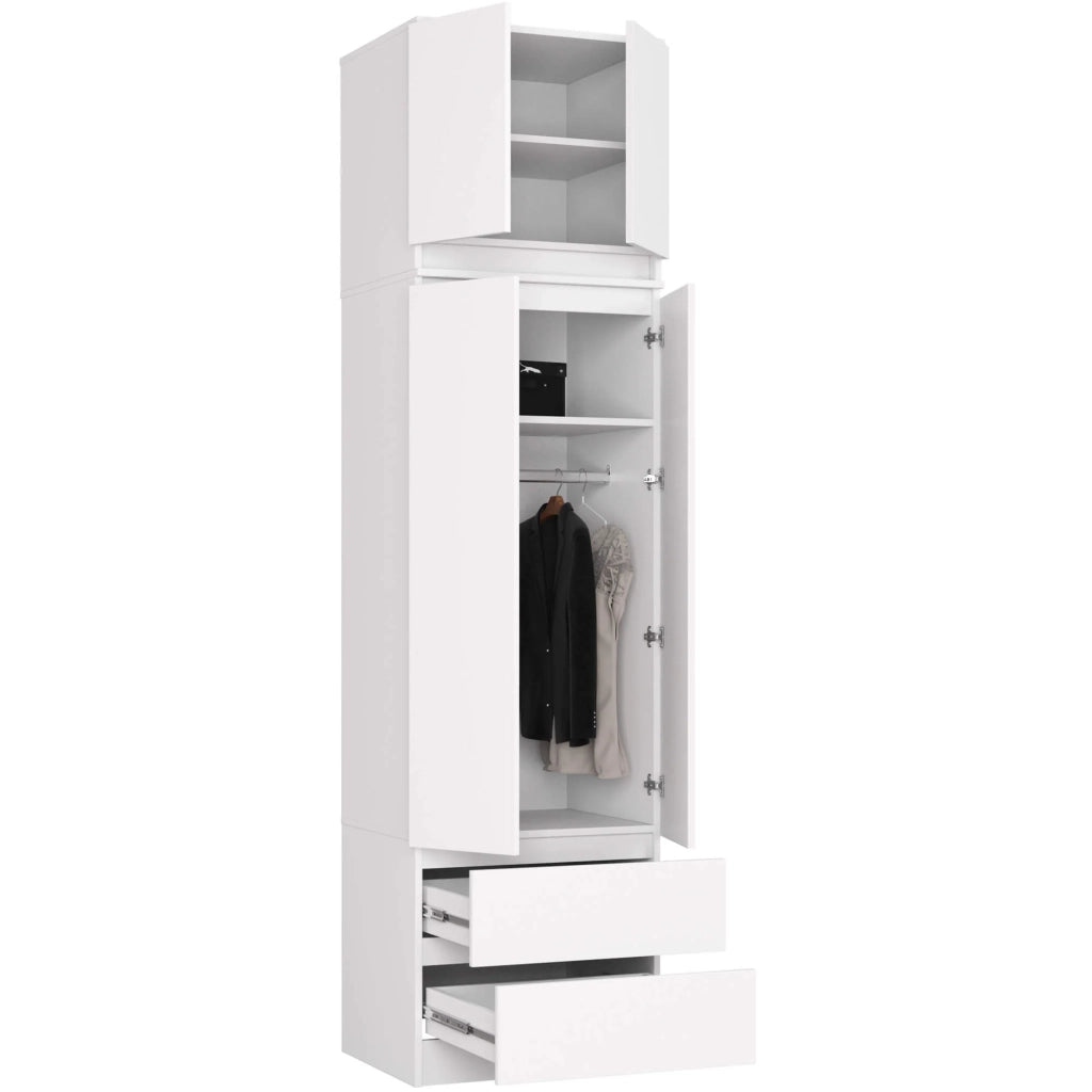 Armadio AKORD S60 con sopralzo Bianca 60 cm 2 ante 2 cassetti 60x51x234 cm