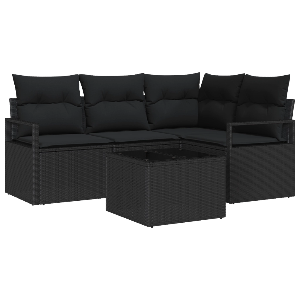 Set di divani da giardino  5 pezzi con cuscini beige in polyrattan