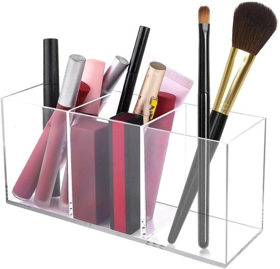 Organizzatore di Cosmetici in Vetro - 3 Compartimenti - 18x9x6.5 cm