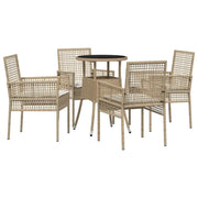 Set da Pranzo per Giardino 5 pz | Set Salotto da Giardino Beige polyrattan