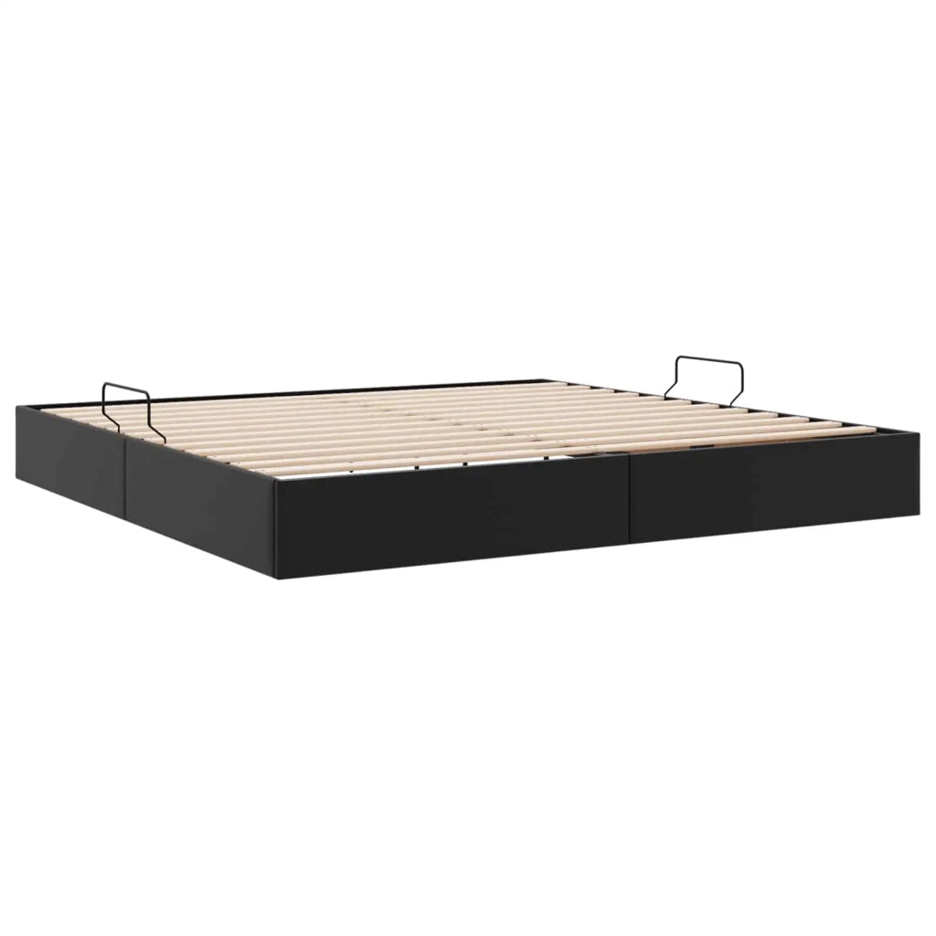 Letto ottomano Nero 200 x 200 cm Pelle Sintetica 3442786