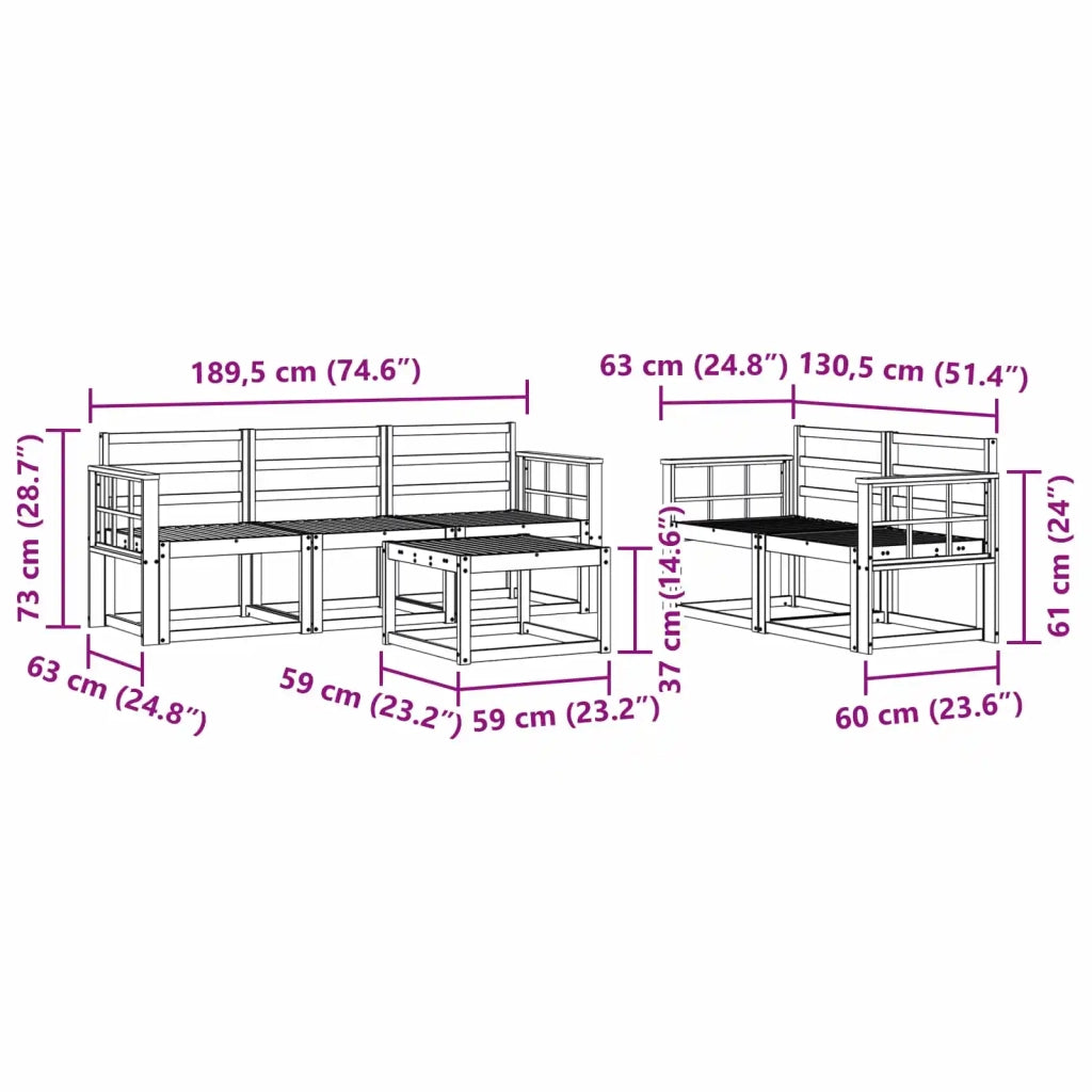 Set di divani da esterno 6 pcs Bianco 59 x 59 x 37 cm 3387253