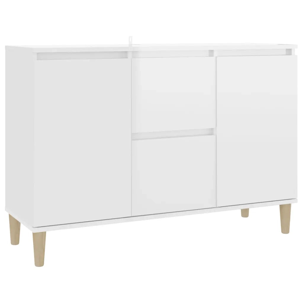 Credenza Bianco Lucido 101x35x70 cm in Legno Multistrato 806109