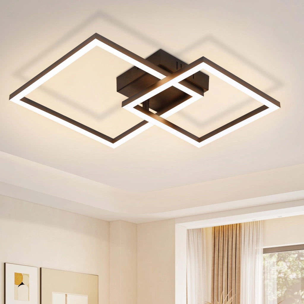 ZMH Lampada da soffitto plafoniera LED quadrata nera 20W 3000K angolare per soggiorno corridoio