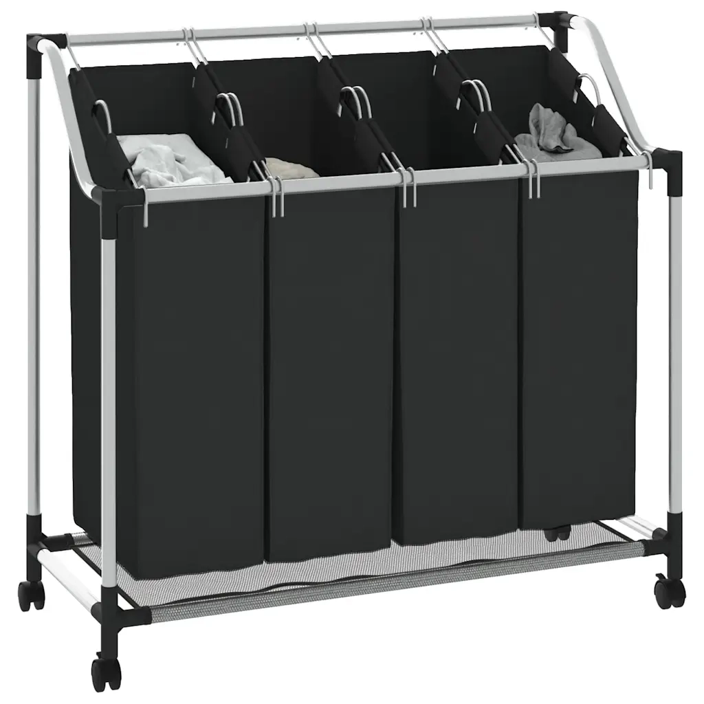 Classificatore lavanderia con 4 borse nero 240367