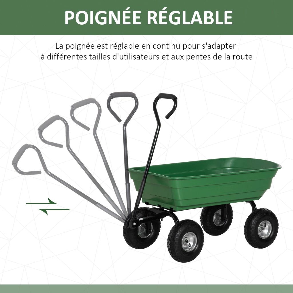 Carrello da Giardino con 4 Ruote ¨C Zephmum ¨C Verde Acciaio 108x52x100 cm