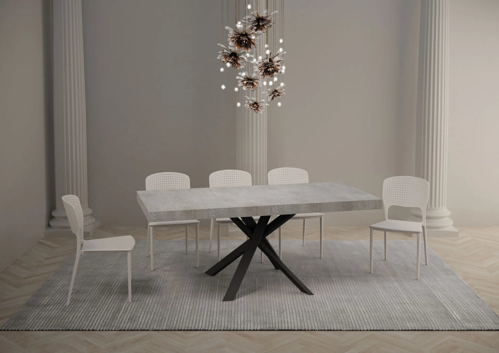 Tavolo allungabile 90x90/194 cm Clerko Premium Cemento gambe Antracite