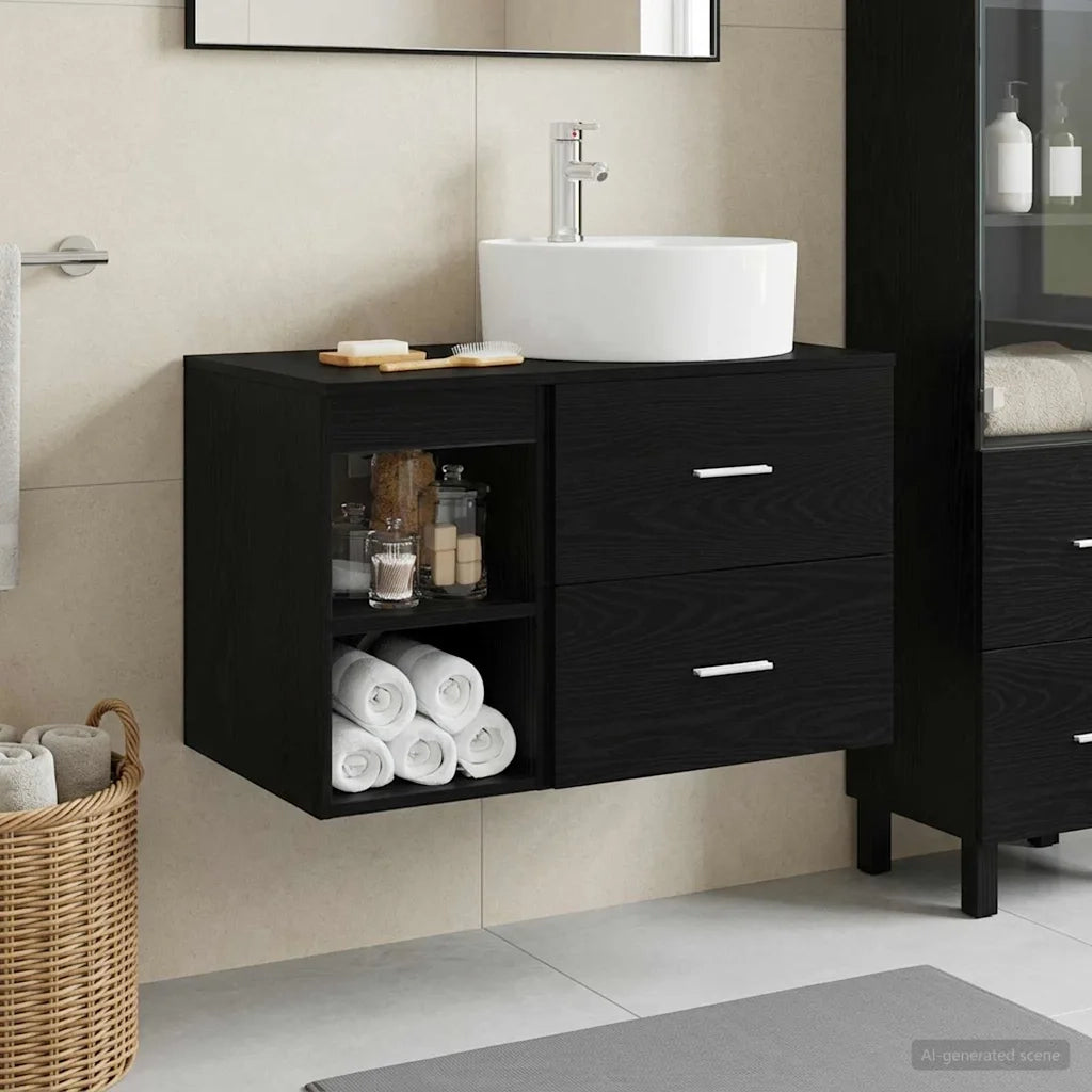 Set di mobili per il bagno 2 pcs Rovere Nero 3403905