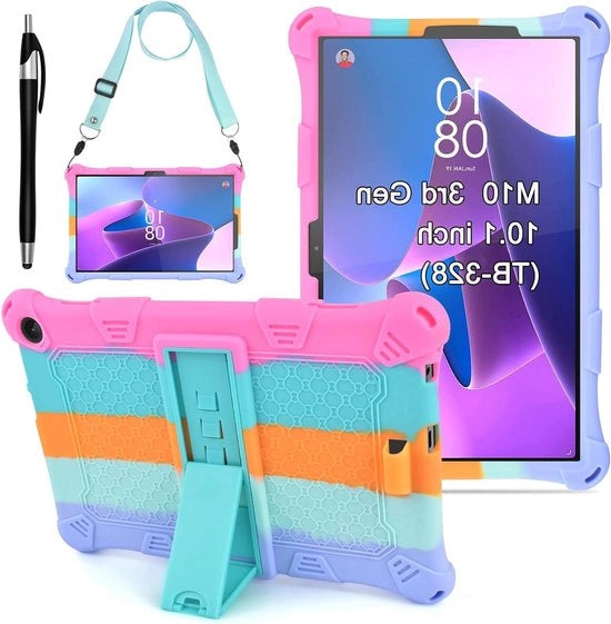 Hoes in silicone per tablet da 10,1 pollici 2022 con cinturino - copertura per bambini - pennarello - colorata - per bambini - copertura - case