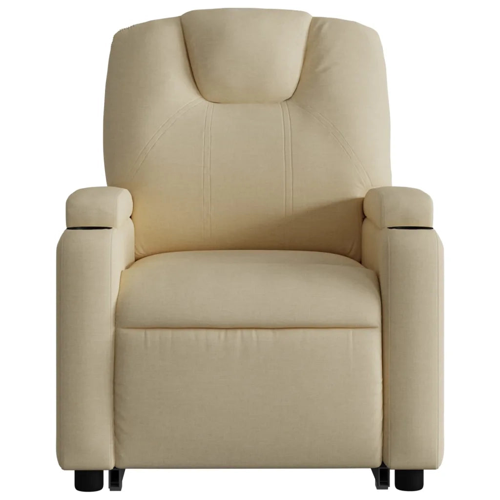 Poltrona | Sedia Relax Alzapersona Reclinabile Crema in Tessuto