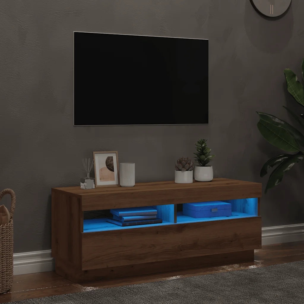 Mobile TV con Luci LED Artigianale 100x35x40 cm Truciolato