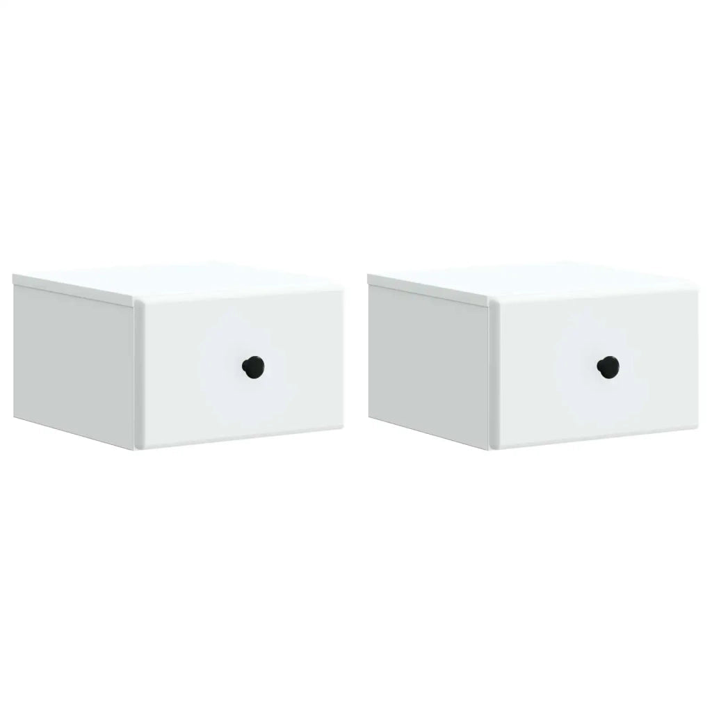Set di 2 Comodini | Armadio da Notte | Mobiletto da notte a muro Bianco 34,5 x 33 x 20 cm