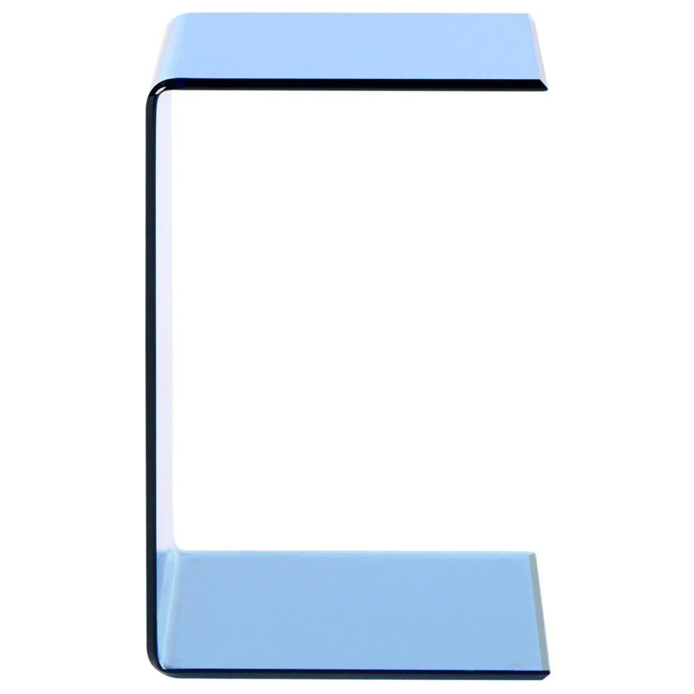 Tavolino laterale in vetro blu semitrasparente 40 x 61 cm a sbalzo minimalista