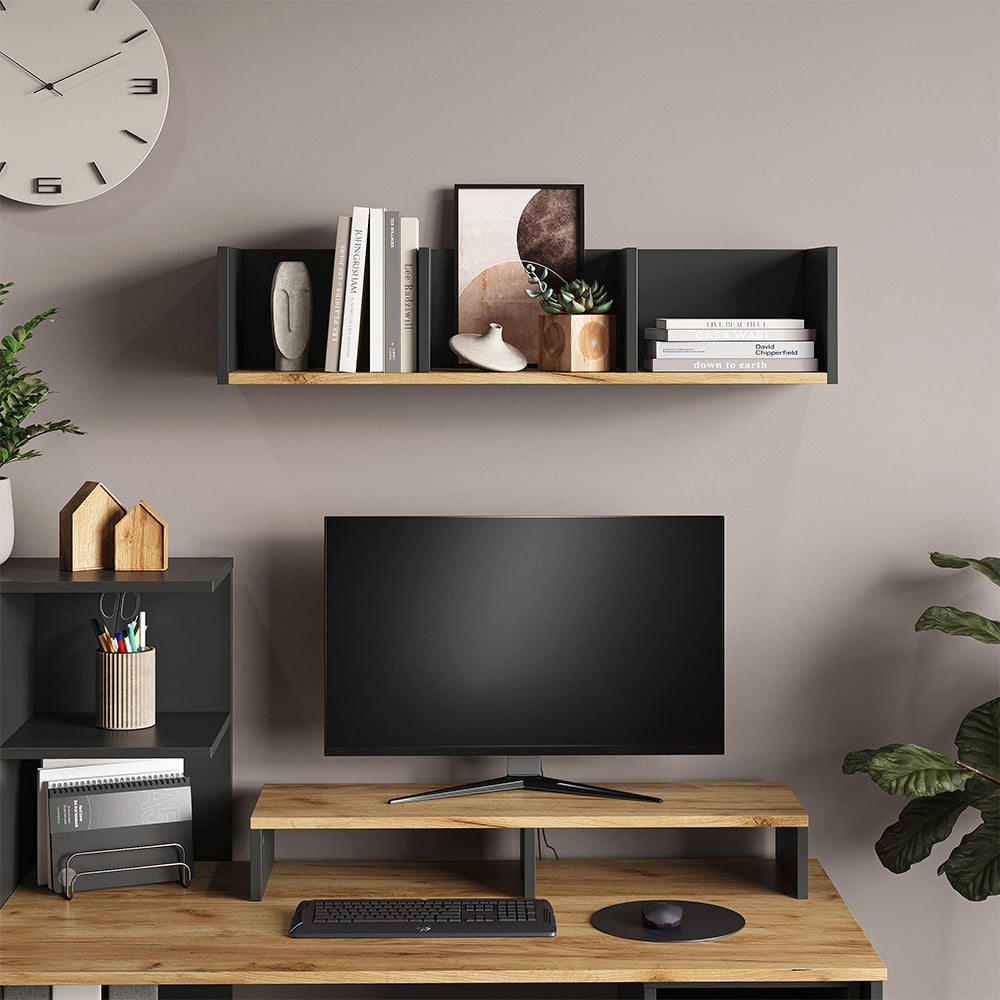 Vicco Libreria da parete Antracite/quercia dorata 90 x 20 cm