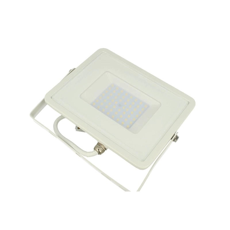 Faro Led Flood Light 50W IP65 Bianco Freddo Super Slim 28mm Carcassa Bianca Samsung Garanzia 5 Anni SKU-411