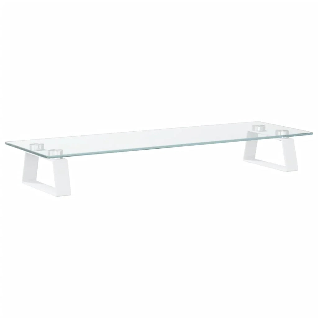 Supporto per monitor mobile da scrivania 60 x 20 x 8 cm vetro temperato e metallo bianco 02_0044896