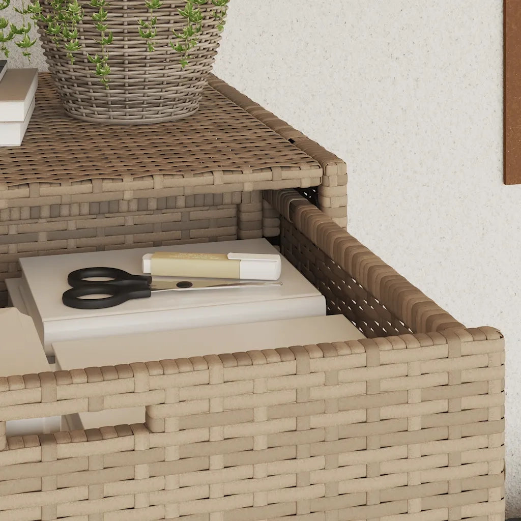 Armadietto Portaoggetti Giardino Beige 55x55x111cm Polyrattan