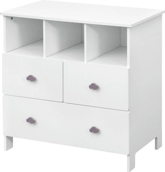 Cassettone per bambini con ante - ampio spazio di stoccaggio - costruzione in MDF resistente - adatto per la camera da letto dei bambini - stile moderno e elegante - bianco - 80x48x82 cm