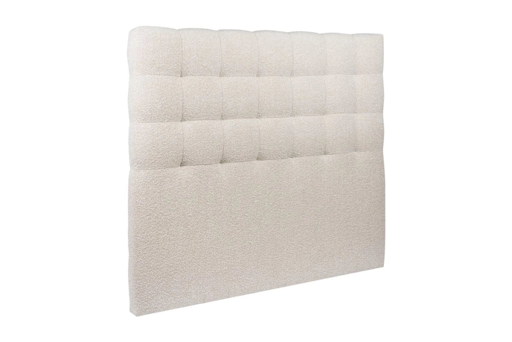 Testiera in tessuto bouclé beige chiaro imbottita L150 cm