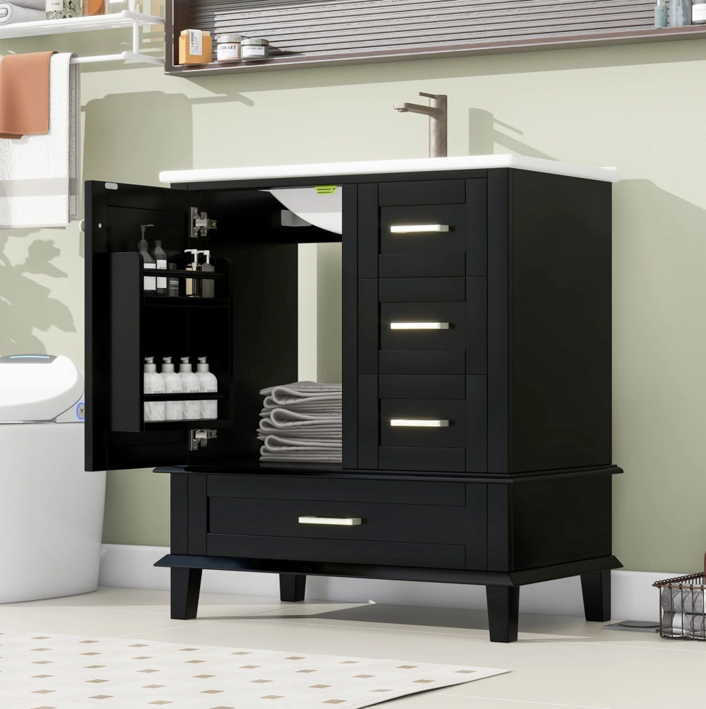 MOBILE BAGNO con lavabo integrato 76x45,5x83,5 cm MDF Nero