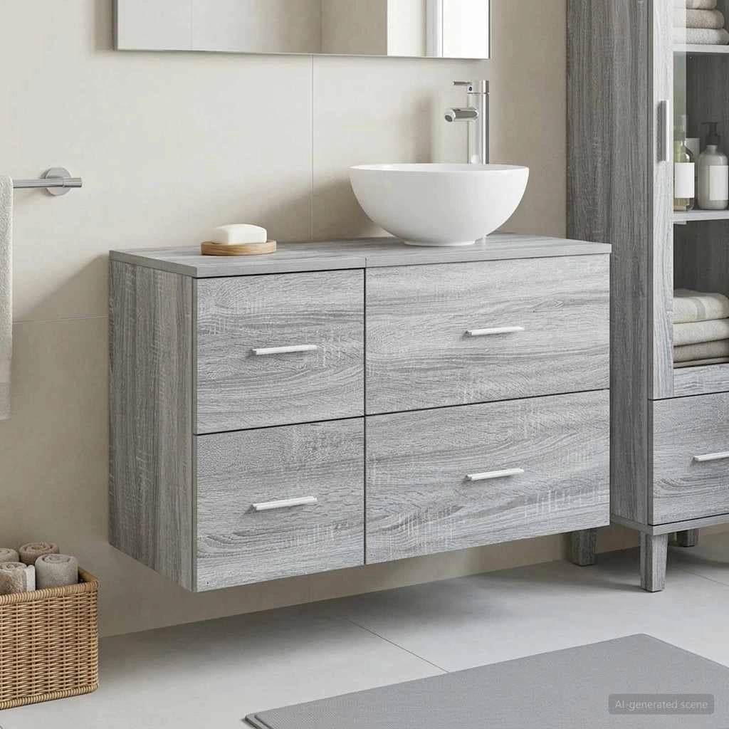 Set di mobili per il bagno 2 pz Sonoma grigio 3403957