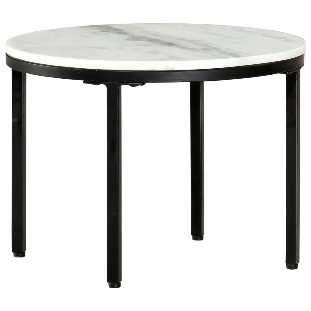Tavolino da Salotto Bianco e Nero Ø50 cm in Vero Marmo Solido 286411
