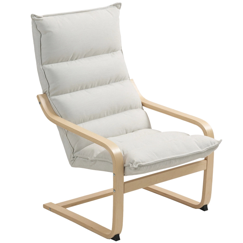 Poltrona relax moderna ¨C Xylo ¨C tessuto crema con braccioli e cuscini 67x83x105cm
