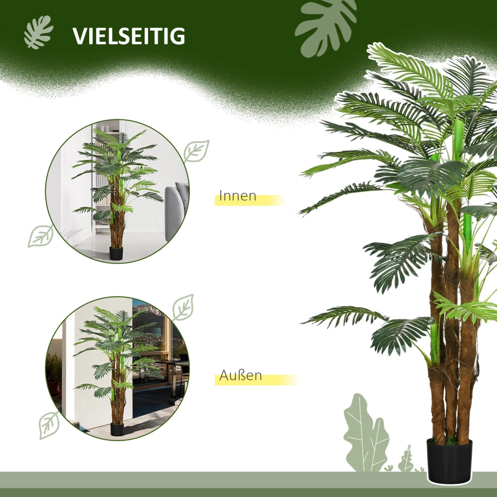 PIANTA ARTIFICIALE Palma Verde in plastica con vaso cementato