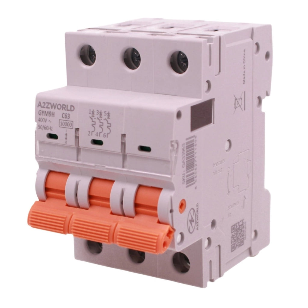 MCB Interruttore Magnetotermico Automatico Curva C 3P 3M 10000A AC 400V IP20 GYM9H, Accoppiabile Con Bobina di Sgancio GA01231 GA01232, Disponibili 16A 20A 25A 32A 40A 63A (C63A)