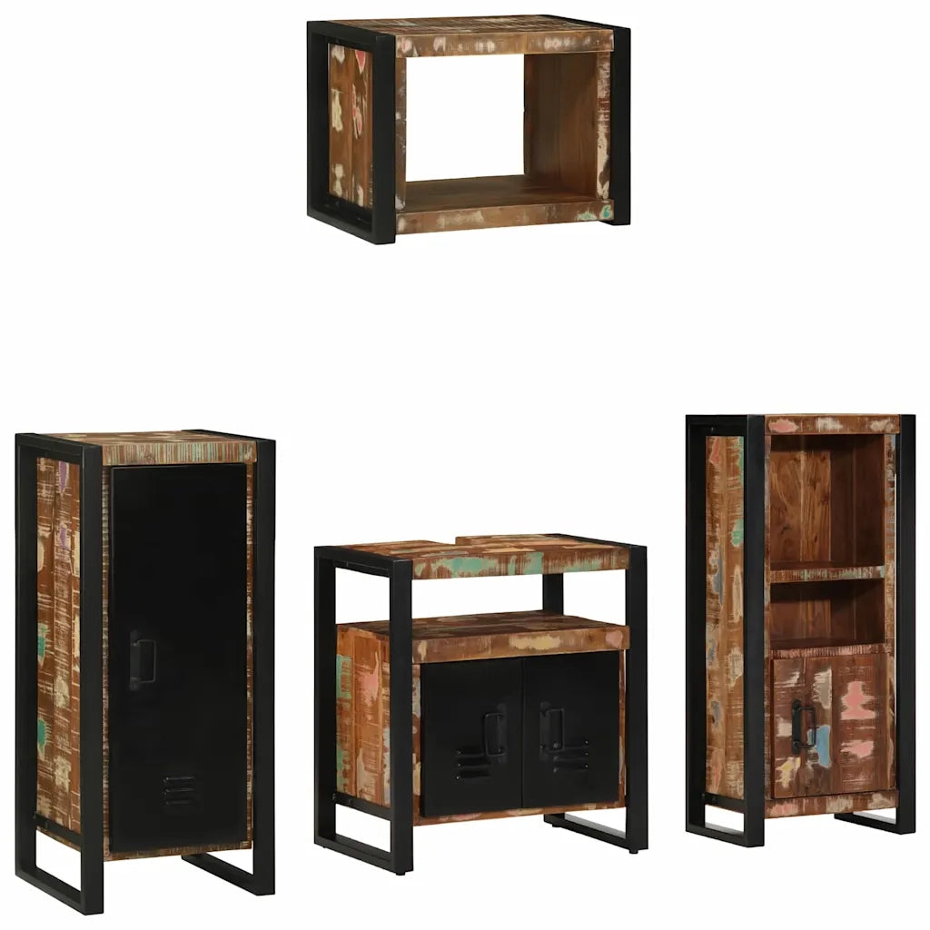 Set di mobili per il bagno 4 pcs Legno Recuperato Massello