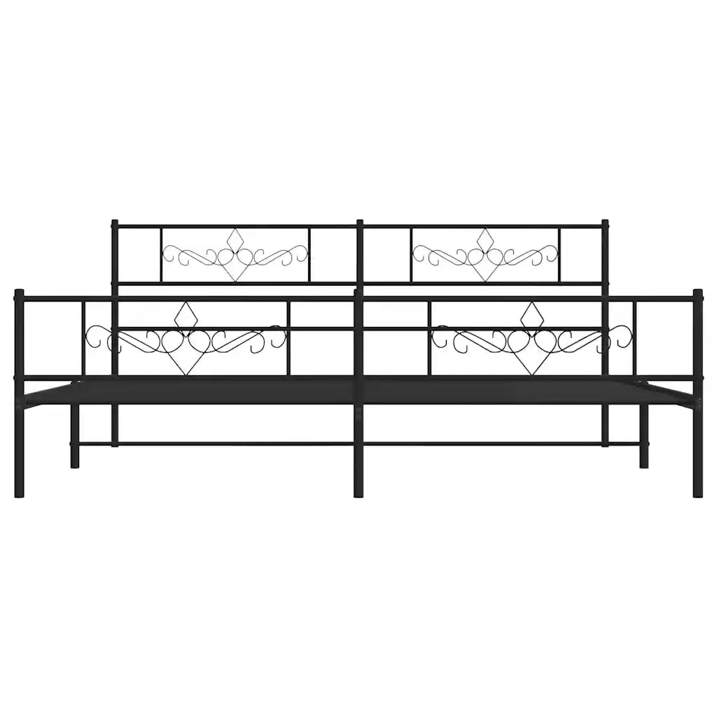 Giroletto con Testiera e Pediera Metallo Nero 193x203 cm