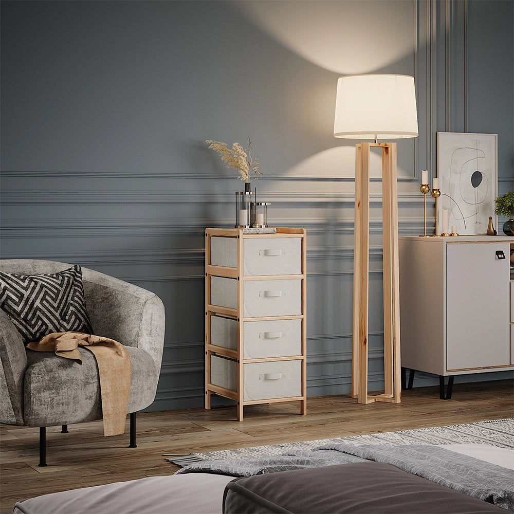 Vicco Mobile da bagno Beige 34.5 x 86 cm con 4 cassetti in tessuto