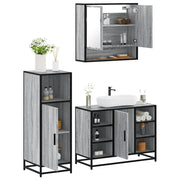 Set Mobili da Bagno 3 pz Grigio Sonoma in Legno Multistrato