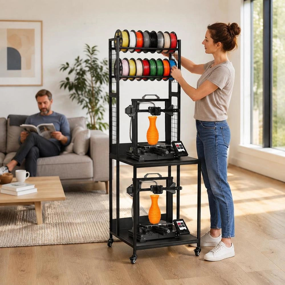 4-tier Mobile Filament Storage Rack, 3D Printer Filament Storage Rack, Filament Spool Holder On Wheels, Organizer Stand For 3D Printing Studio