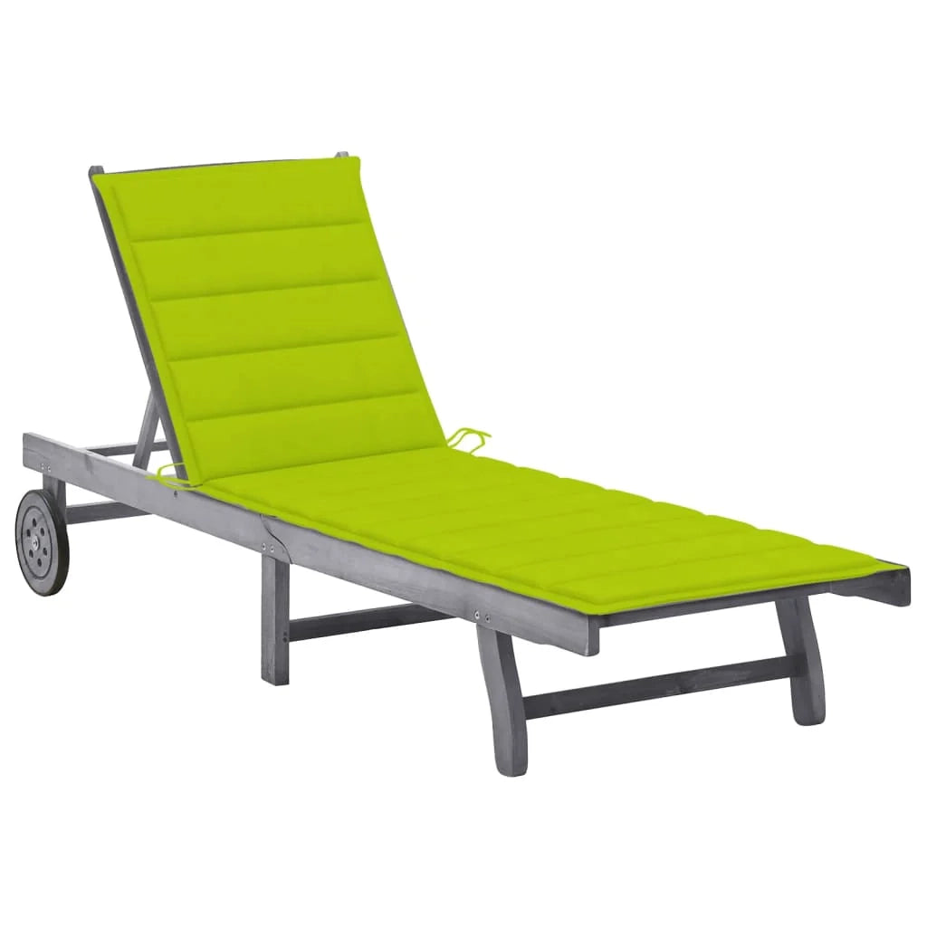 Lettino prendisole sedia a sdraio lettino prendisole letto da giardino mobili da giardino 200 cm con cuscino grigio legno massello di acacia 02_0012487