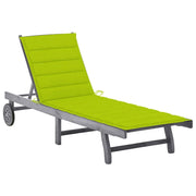 Lettino prendisole sedia a sdraio lettino prendisole letto da giardino mobili da giardino 200 cm con cuscino grigio legno massello di acacia 02_0012487