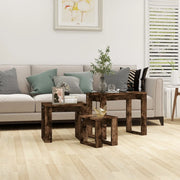 Tavolini Impilabili 3 pz Rovere Fumo in Legno Multistrato 815222