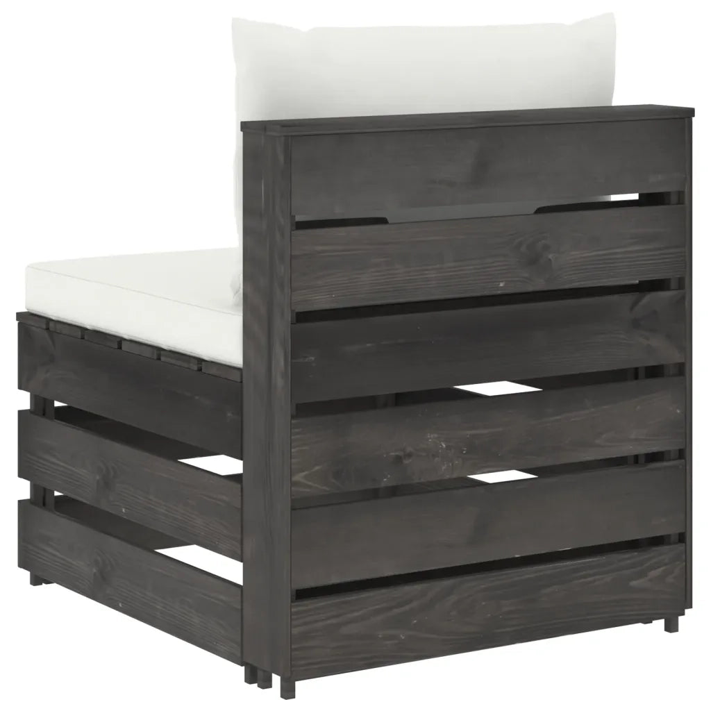 Divano Centrale Modulare con Cuscini in Legno Impregnato Grigio 3068122