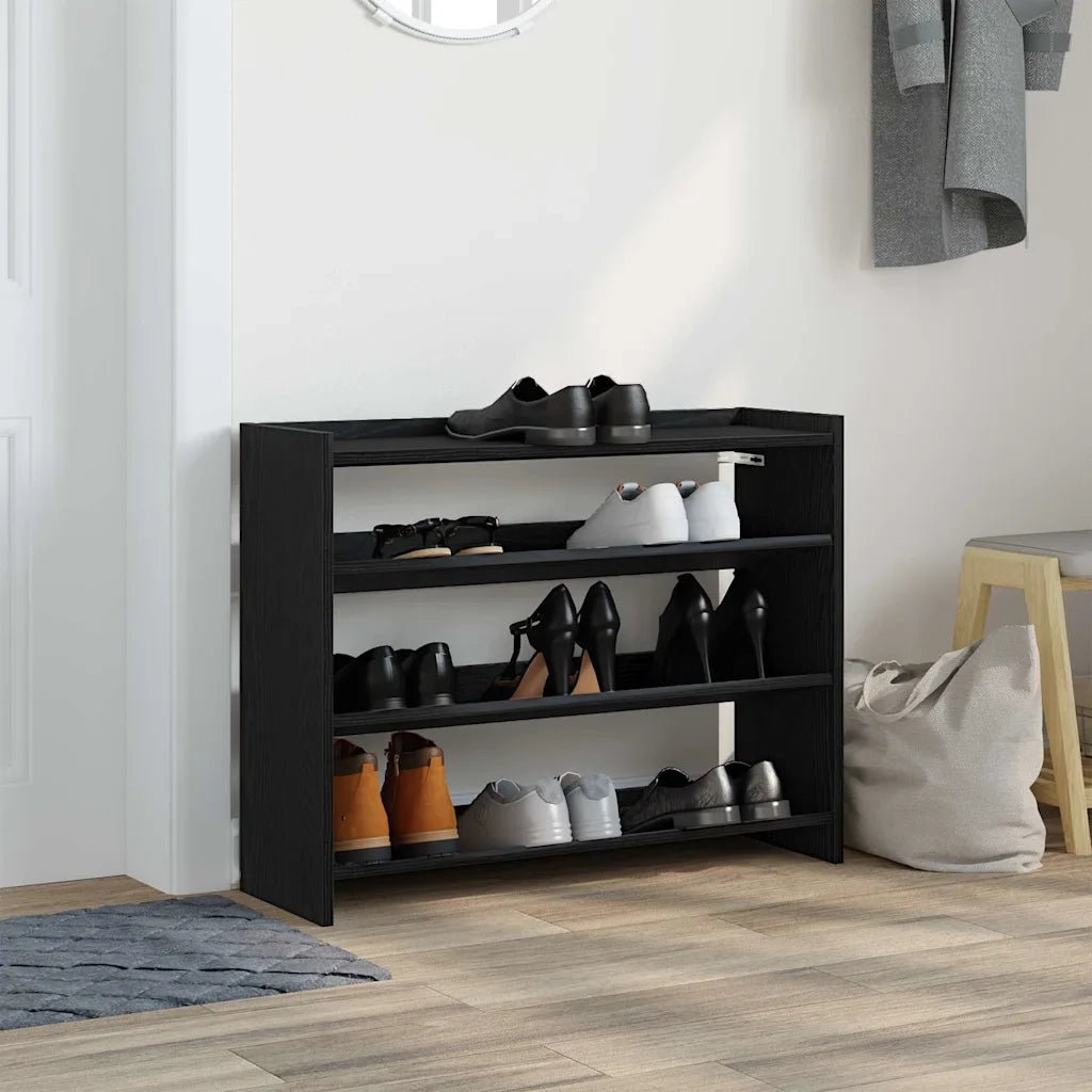 Scarpiera-Scaffale per scarpe Nera 80x25x62 cm in Legno Multistrato